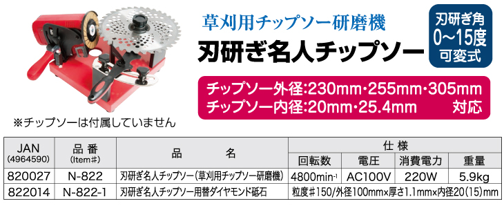 機械と工具のテイクトップ / ニシガキ工業 草刈用チップソー研磨機 N