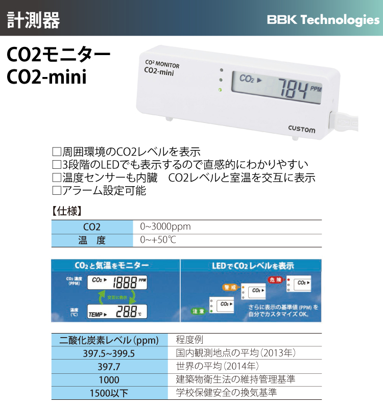 機械と工具のテイクトップ / BBK CO2モニター CO2-mini 温度センサー