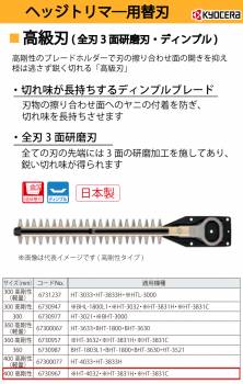 京セラ (リョービ/RYOBI) 高級刃 高剛性タイプ 400mm ヘッジトリマ用アクセサリー 6730967