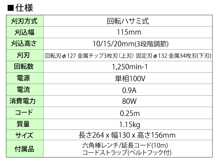 京セラ(Kyocera) 旧リョービ 回転式 バリカン ABR-1300 刈込幅115mm 693200A - 5