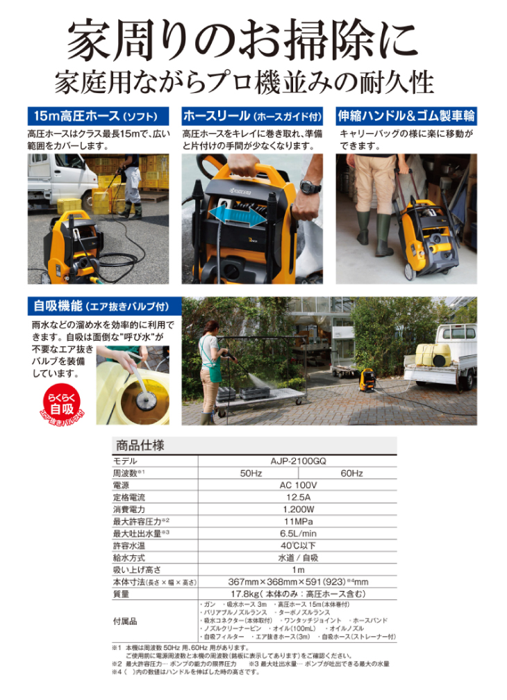 京セラ Kyocera 旧リョービ 高圧洗浄機 60Hz 667601A AJP-2050 高圧洗浄機用アクセサリー 6710067  高圧回転クリーナー セット買い