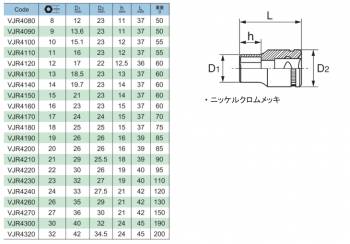 旭金属工業 六角ソケット 1/2(12.7)x16 VJR4160