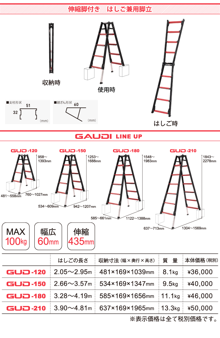 機械と工具のテイクトップ / アルインコ/ALINCO 上部操作型 伸縮脚付き