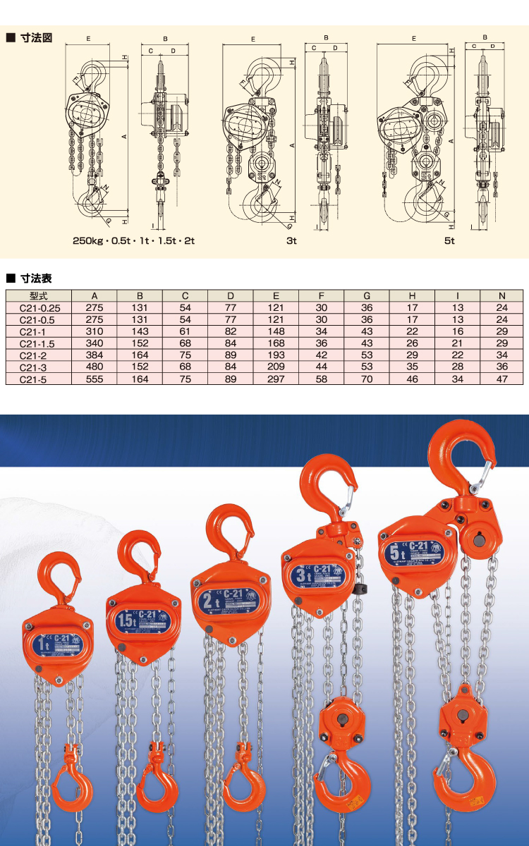 象印チェン C-21型チェーンブロック C21-5t DIY・工具 | kochi-ot.main.jp
