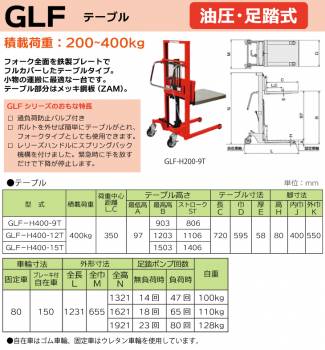 東正車輌 (配送会社営業所止め) マスト式パワーリフター テーブル型 400kg GLF-H400-15T 油圧・足踏式 ゴールドリフター