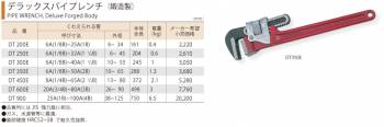 スーパーツール　デラックスパイプレンチ(鍛造製)　DT200E　くわえられる管：6～34(外径)