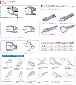 スーパーツール　グリッププライヤ　SG275L　全長：286　最大締付握力(kg)：350