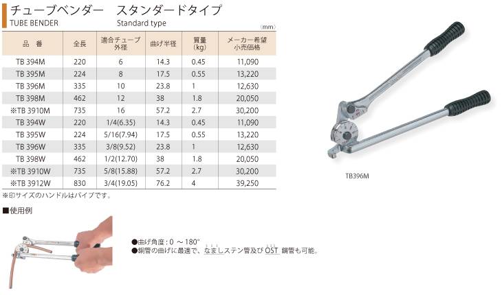 人気No.1】 HFS R パイプベンダー レバー式ベンダー 9.52ｍｍ 180度 チューブベンダー 銅管 曲げ工具