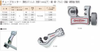 スーパーツール　チューブカッター(薄肉ステンレス[肉厚1mm以下]・鋼・銅・アルミ・真鍮・硬質塩ビ管用)　TC104E