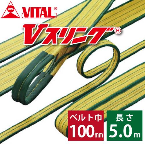 バイタル工業 SD型Vスリング 100mm(巾） 5m（長さ） 最大荷重4.0ton  SD100-5 JIS4等級 両端アイ形 ナイロンスリング