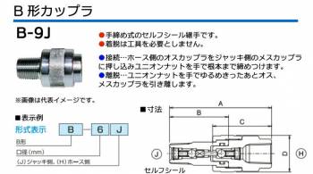 大阪ジャッキ製作所 B形カップラ J側 R1/2オネジ 手締め式 セルフシール継手 B-9J