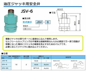 大阪ジャッキ製作所 安全弁 バルブ 油圧ジャッキ用 接続ネジR3/8JSV-6