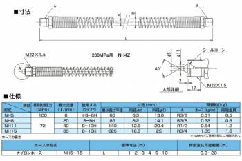 大阪ジャッキ製作所 高圧ナイロンホース B-12Hカップラ付（片側のみ） 1m NH11-1B