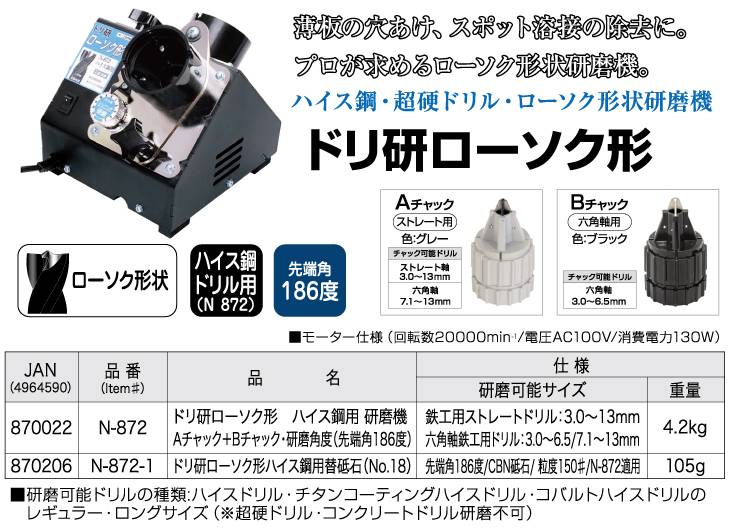 最大46%OFFクーポン ニシガキ ドリ研ローソク形 ハイス鋼用 研磨機 N-872 broadcastrf.com