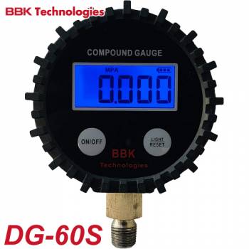 BBK 4桁LCD デジタルゲージ DG-60S　径70mm 正圧(ガス圧)／負圧(真空圧)計測
