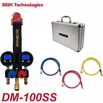 BBK ２バルブ 超ミニデジタルマニホールドセット DM-100SS スタンダードチャージングホースセット 4桁LCD アルミケース付