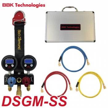 BBK 超ミニ デジタルマニホールドセット DSGM-SS R410A R32 サイトグラス ボールバルブ チャージングホース アルミケース コントロールバルブ DM-100SS後継品