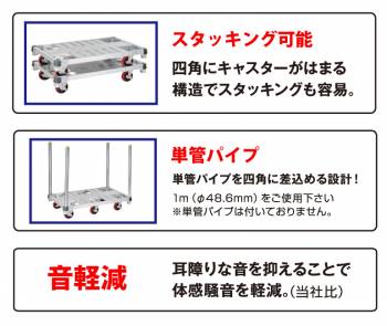 長谷川工業 【配送先法人様限定】 FCアルミ運搬台車 イットン台車 FC4-0775 最大積載質量：1t 荷台寸法：67×76cm 質量:19.5kg キャスター数:4輪 ハセガワ