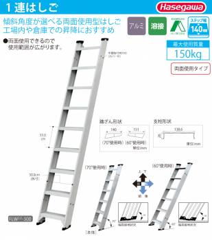 長谷川工業 (配送先法人限定) 1連はしご FLW2.0-200 全長：2.02m 最大使用質量：150kg ハセガワ