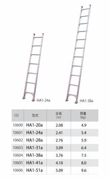 長谷川工業 （配送先法人様限定） ハセガワ 1連はしご 水準器付 HA1-51a 全長：5.09m 最大使用質量：100kg
