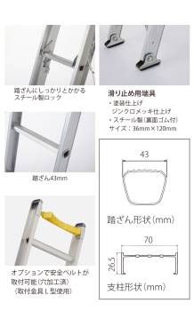 長谷川工業 (配送先法人限定) 2連はしご HE2-41a 全長：4.15m 最大使用質量：100kg ハセガワ