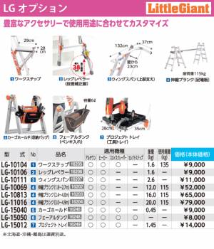 リトルジャイアント ワークステップ LG-10104 適用機種：アルタワン、ヒーロー、スカイスクレーパー LGオプション  長谷川工業 ハセガワ