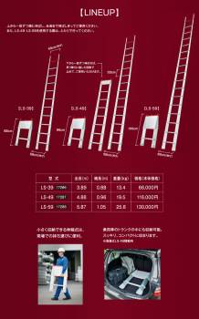 長谷川工業 スカイラダー コンパクト1連はしご LS-39 伸縮はしご 全長：3.89m （改良版）