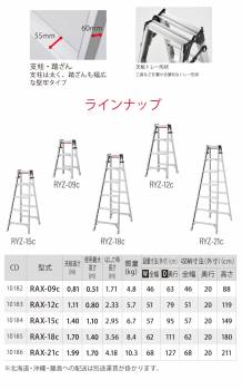 長谷川工業 はしご兼用脚立 RAX-09c 3尺 天板高さ:0.81m ワンタッチバー搭載 最大使用質量:130kg RAX-09bの後継品 ハセガワ