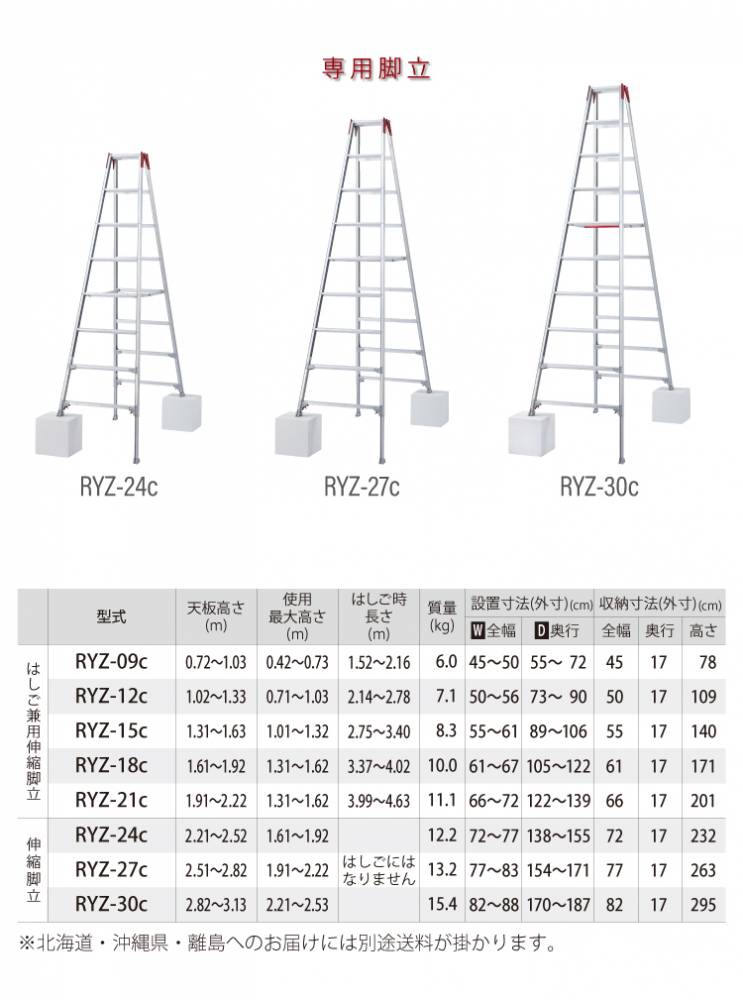 機械と工具のテイクトップ / 長谷川工業 はしご兼用伸縮脚立 RYZ-18c 6尺 ワンタッチバー 脚部伸縮式 RYZ-18b後継品  天板高さ：1.61～1.92m シルバー ハセガワ