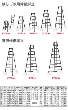 (6府県・配送先法人限定) 長谷川工業 はしご兼用伸縮脚立 RYZB-09a 3尺 ブラック  脚部伸縮式 (高さ調整最大31cm) 天板高さ：0.72～1.03m 黒 ハセガワ