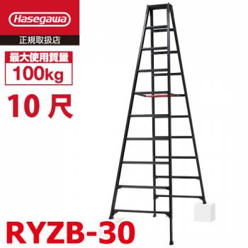 長谷川工業 専用伸縮脚立 RYZB-30 10尺 ブラック　 脚部伸縮式（高さ調整最大31cm）天板高さ：2.82～3.13m 黒 ハセガワ