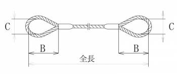 東京製綱 ワイヤーロープ ハイクロスワイヤ 両アイテーパートヨロック ワイヤ径：14mm 長さ：10.0m 重量：7.67kg