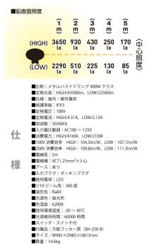 日動工業 LEDバルーンライト LBA-420DN-G 灯具のみ 屋内・屋外対応 IPX3 メタハラ400Wクラス 昼白色 43500lm