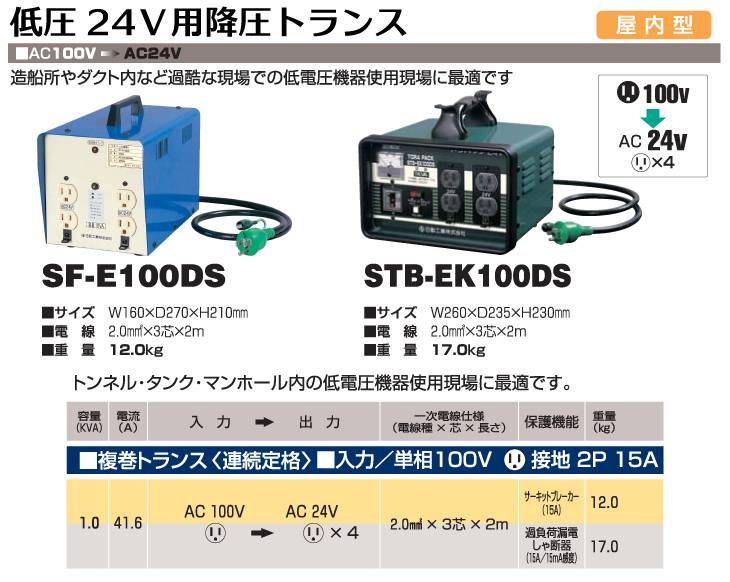 機械と工具のテイクトップ / 日動工業 低圧24V用降圧トランス SF-E100DS