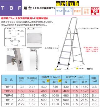 アルインコ (法人様名義限定)　踏台(上わく付専用脚立) TBF5 天板高さ(m)：0.98 使用質量(kg)：150