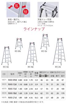 長谷川工業 はしご兼用脚立 RAX-12d 4尺 天板高さ：1.10m ワンタッチバー搭載 最大使用質量：130kg RAX-12cの後継品 ハセガワ