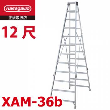 長谷川工業 専用脚立 XAM-36b ワンタッチバー 天板高さ：3.49m 最大使用質量：130kg 長尺 ハセガワ