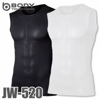 おたふく手袋　メッシュシャツ JW-520 ブラック／ホワイト S～3L ノースリーブ クルーネック ドライメッシュ インナーウェア アンダーウェア 白