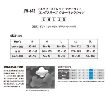 おたふく手袋 接触冷感長袖クルーネックシャツ JW-643 3Lサイズ 2枚セットブラックカモフラ×ゴールド 全面消臭生地仕様 パワーストレッチ