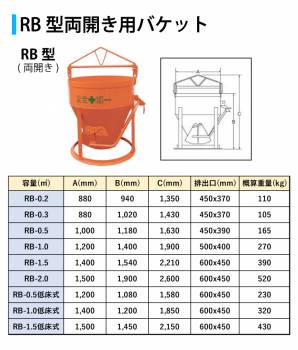 タケムラテック (配送先法人様限定) コンクリートバケット RB-0.2 容量:200kg RB型両開き用 基礎工事 両開き