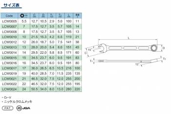 旭金属工業 コンビネーションスパナセット 6本組 ライツール ビニールクリップ付 JIS 10-19mm LEWS6