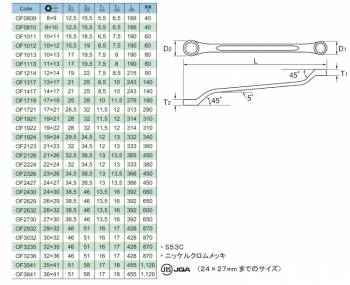 旭金属工業 45゜両口メガネレンチ 35X41mm OF3541