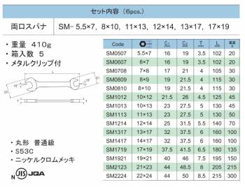旭金属工業 6丁組スパナセット JIS-N ポリ 5.5X7-17X19 SMS0600