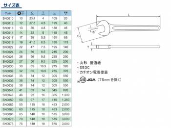 旭金属工業 丸形片口スパナ JISN カチオン電着塗装 10mm SN0010