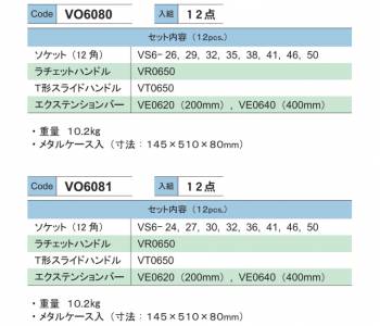 旭金属工業 12角ソケットセット 3/4(19.0)x 12pcs VO6080