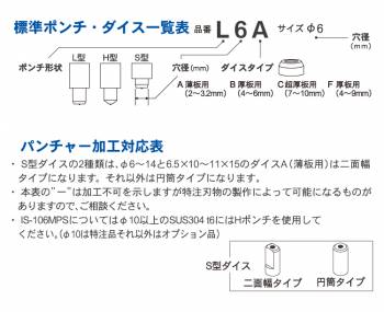 育良精機 パンチャー用 替刃 IS-106MPS/106MP対応 長穴 穴径φ6.5x10 L型ポンチ 厚板用ダイス 106MPS-L6.5x10B