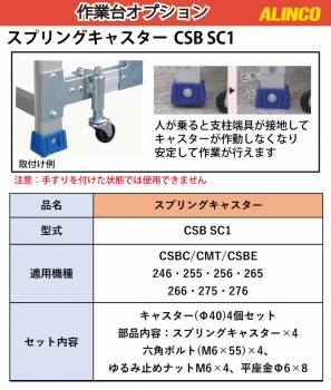 アルインコ 作業台用スプリングキャスター CSBSC1 4個セット キャスターΦ40 適用機種は商品説明画像をご確認ください