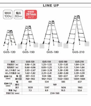 アルインコ/ALINCO 上部操作型 伸縮脚付きはしご兼用脚立 GUS-120　4尺　シルバー GAUDI（ガウディ）  上でやるやつ。