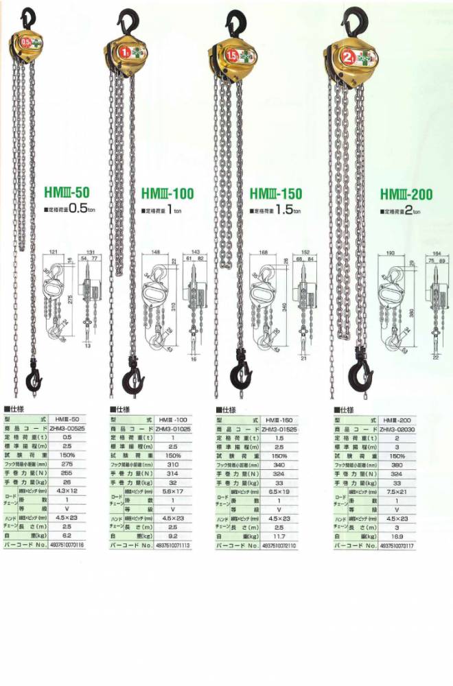 機械と工具のテイクトップ / 象印チェンブロック HM3-100 HM3型