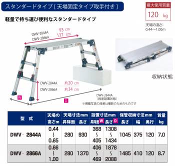 ピカ/Pica 四脚アジャスト式足場台 DWV-2844A 最大使用質量：120kg  天場高さ：0.65m